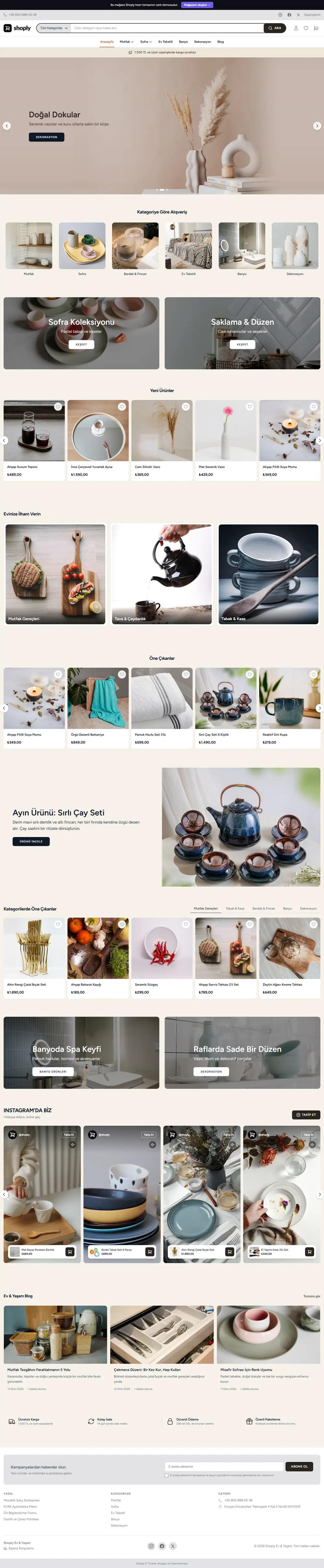 Ev & Yaşam hazır teması — Shoply Ev & Yaşam örnek mağazası